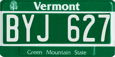 VT license plate BYJ627
