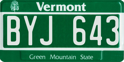 VT license plate BYJ643