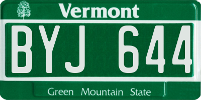 VT license plate BYJ644