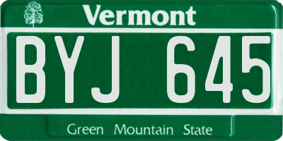 VT license plate BYJ645