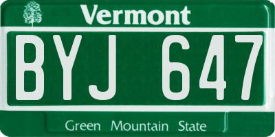 VT license plate BYJ647