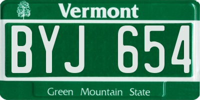 VT license plate BYJ654