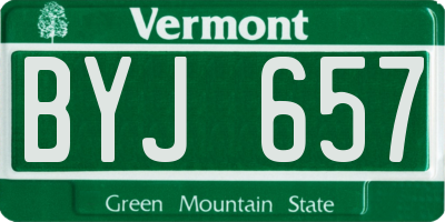 VT license plate BYJ657