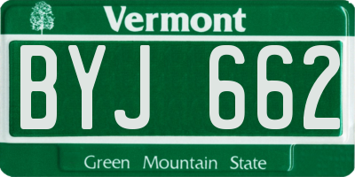 VT license plate BYJ662