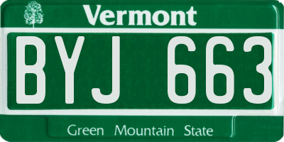 VT license plate BYJ663