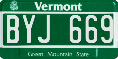 VT license plate BYJ669