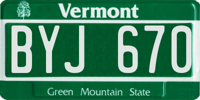 VT license plate BYJ670