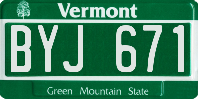 VT license plate BYJ671