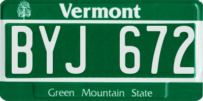 VT license plate BYJ672