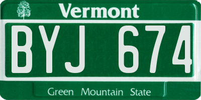 VT license plate BYJ674