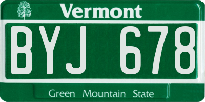 VT license plate BYJ678