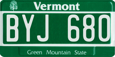 VT license plate BYJ680