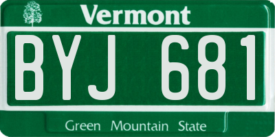 VT license plate BYJ681