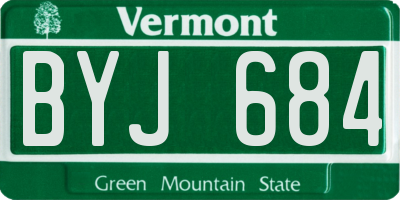 VT license plate BYJ684