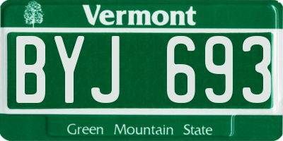 VT license plate BYJ693