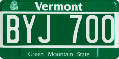 VT license plate BYJ700