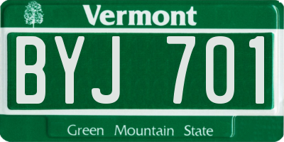 VT license plate BYJ701