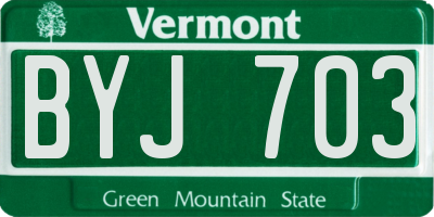 VT license plate BYJ703