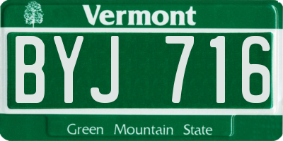 VT license plate BYJ716