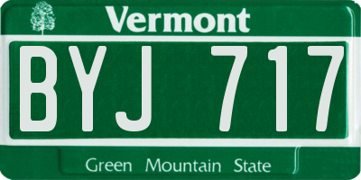 VT license plate BYJ717