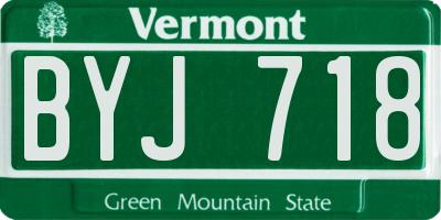VT license plate BYJ718