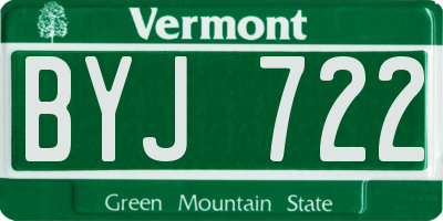 VT license plate BYJ722