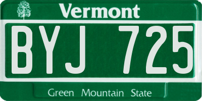 VT license plate BYJ725