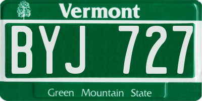 VT license plate BYJ727