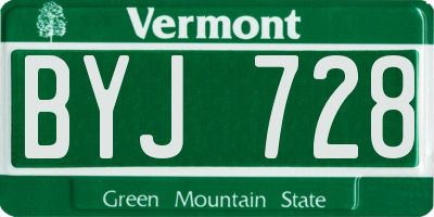 VT license plate BYJ728