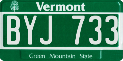 VT license plate BYJ733