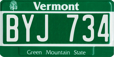 VT license plate BYJ734
