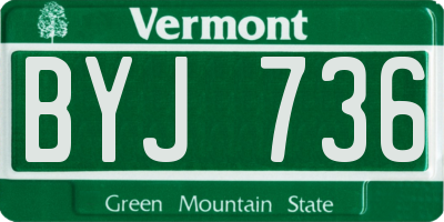 VT license plate BYJ736