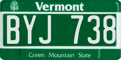 VT license plate BYJ738