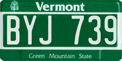 VT license plate BYJ739