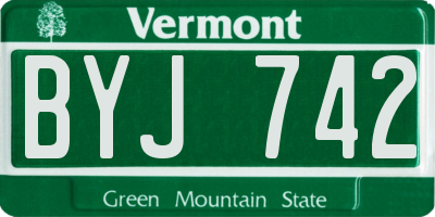 VT license plate BYJ742