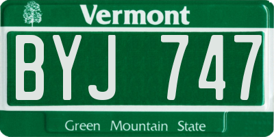 VT license plate BYJ747