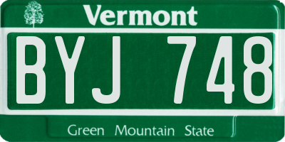VT license plate BYJ748