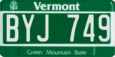 VT license plate BYJ749