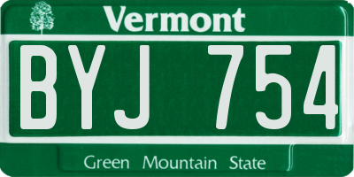 VT license plate BYJ754