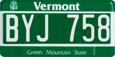 VT license plate BYJ758