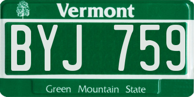 VT license plate BYJ759