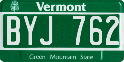 VT license plate BYJ762