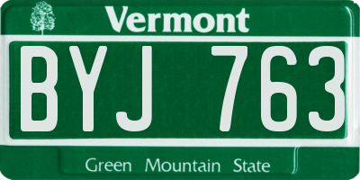 VT license plate BYJ763
