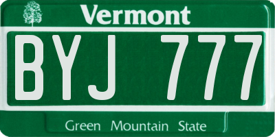 VT license plate BYJ777