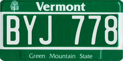 VT license plate BYJ778