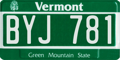 VT license plate BYJ781