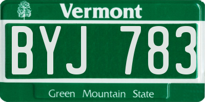 VT license plate BYJ783