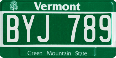 VT license plate BYJ789