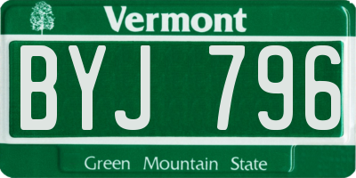 VT license plate BYJ796