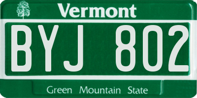 VT license plate BYJ802